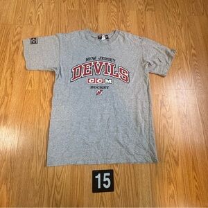 Rare CCM New Jersey Devils Gray T-Shirt L